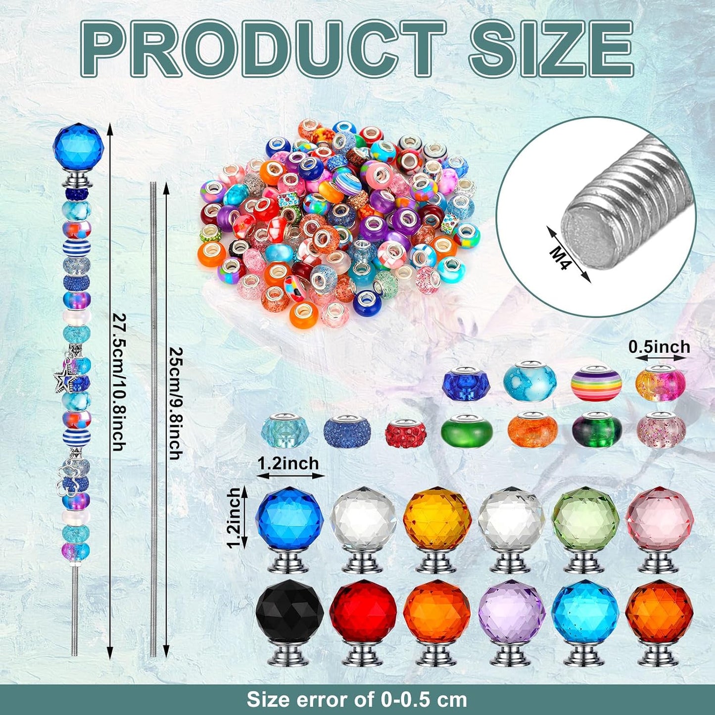 236 Pzas Estaca Jardín DIY 12 Tapones Cristal 200 Cuentas