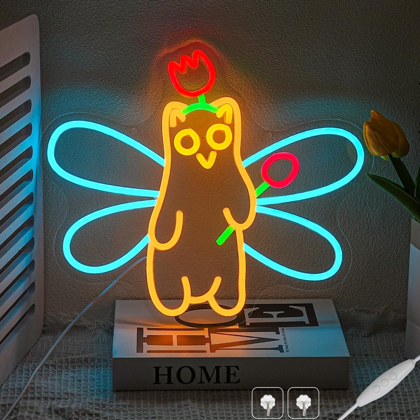 Letrero neón con alas de gato para decoración led usb