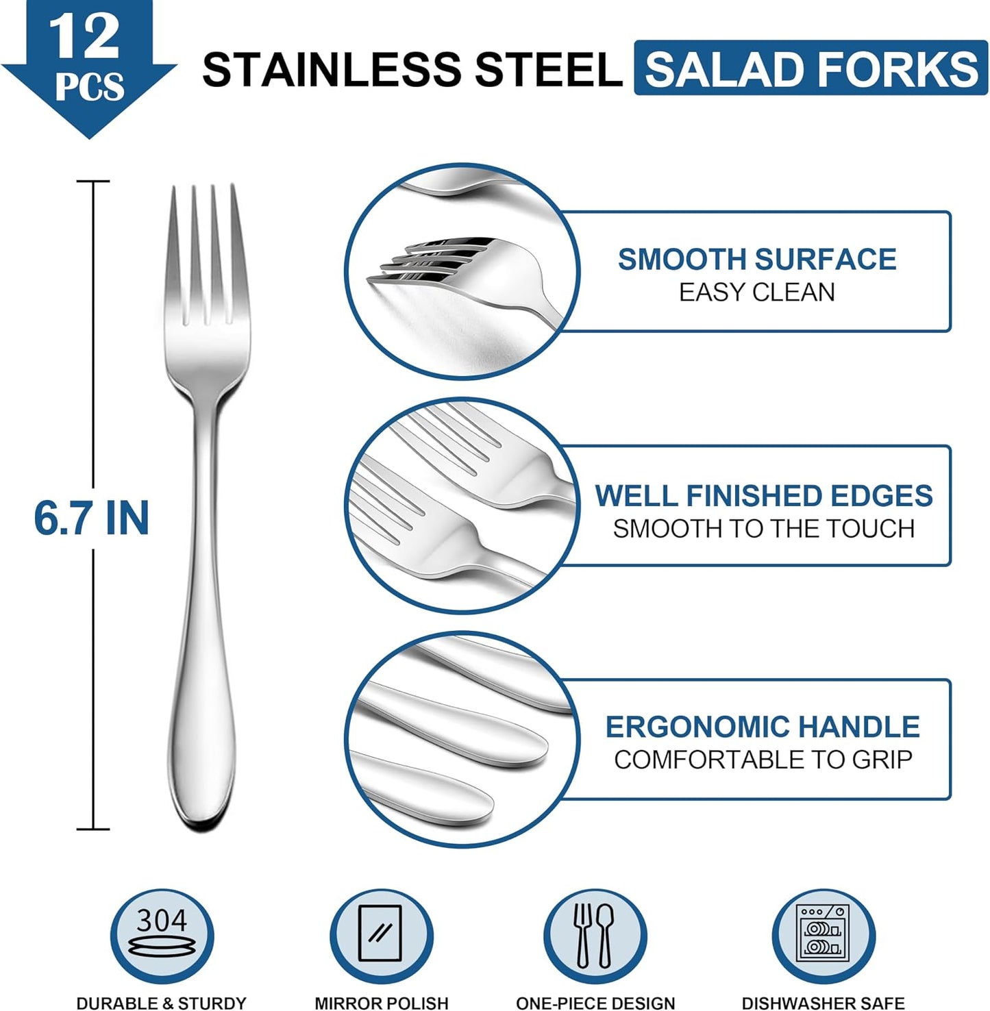 Set 12 Tenedores Acero Inox 6.7pulg Hogar