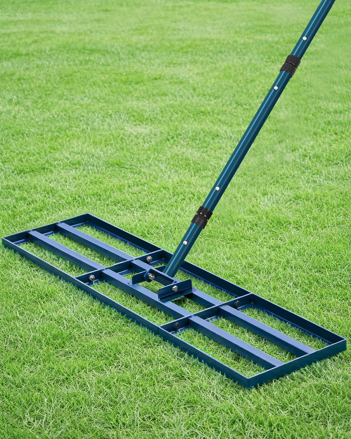 Rastrillo nivelador césped patio 45x10pulg mango acero 78pulg