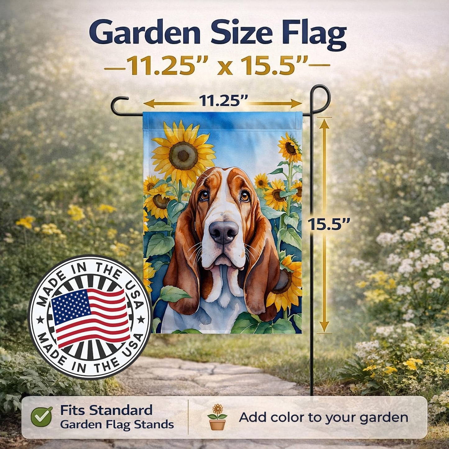 Bandera patio perro girasoles multicolor