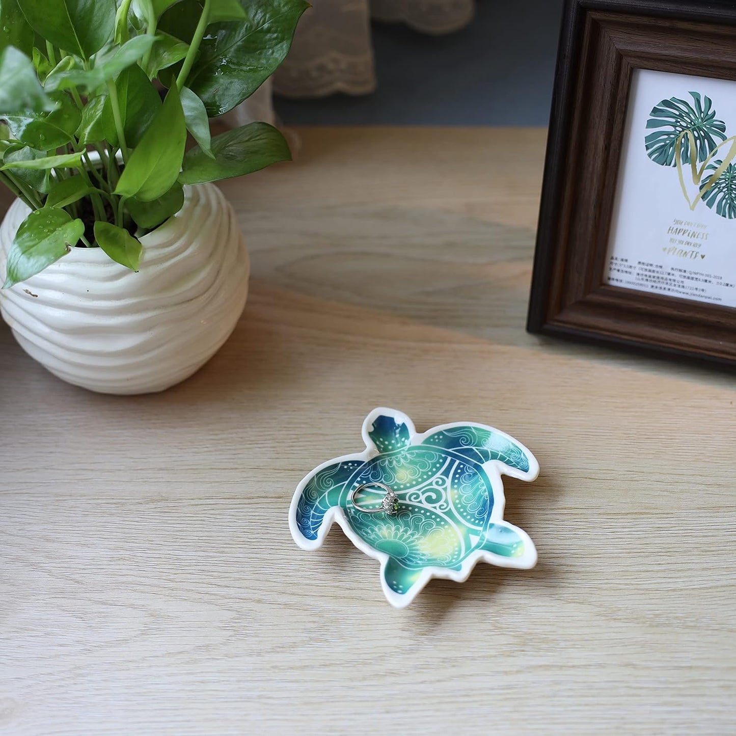 Plato anillos decoración baño tortugas mujer regalo