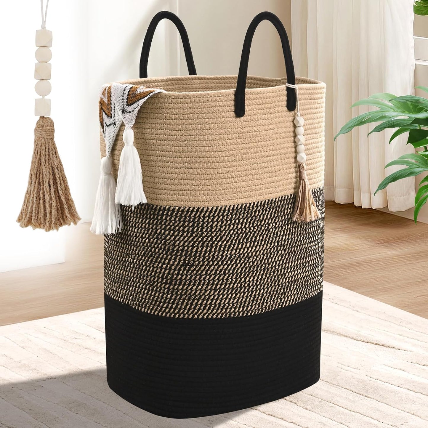 Cesta lavandería tejida 100L para dormitorio baño