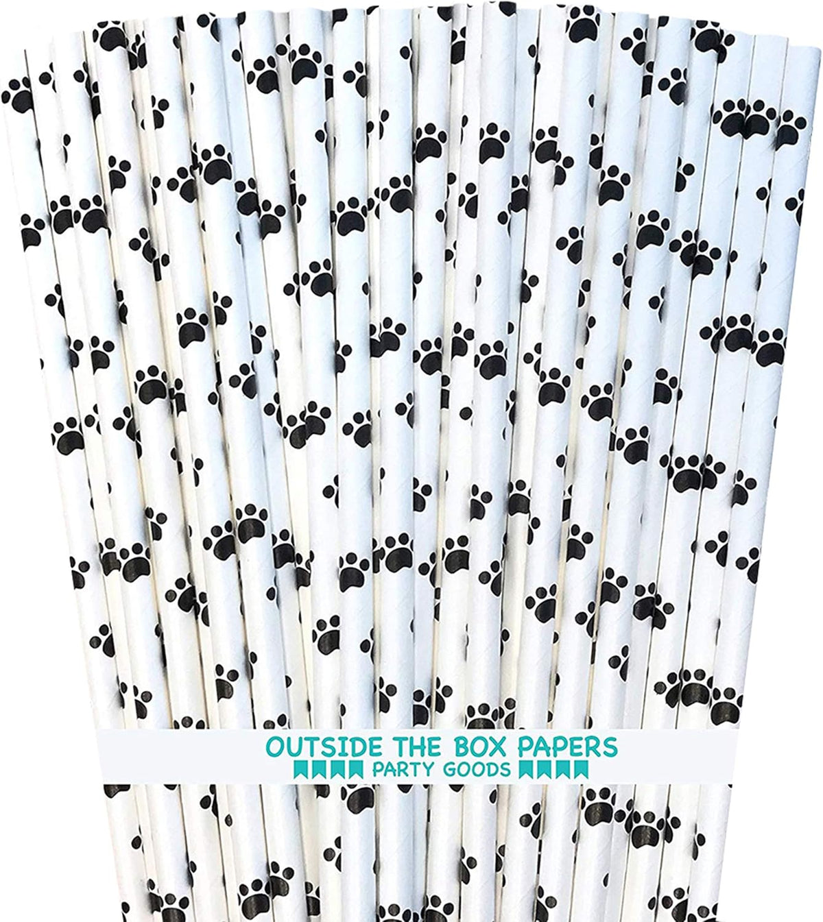 Pajitas papel estampado patas perros 7.75pulg pack 100