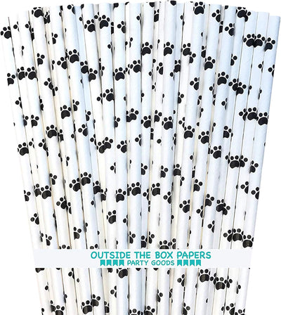 Pajitas papel estampado patas perros 7.75pulg pack 100