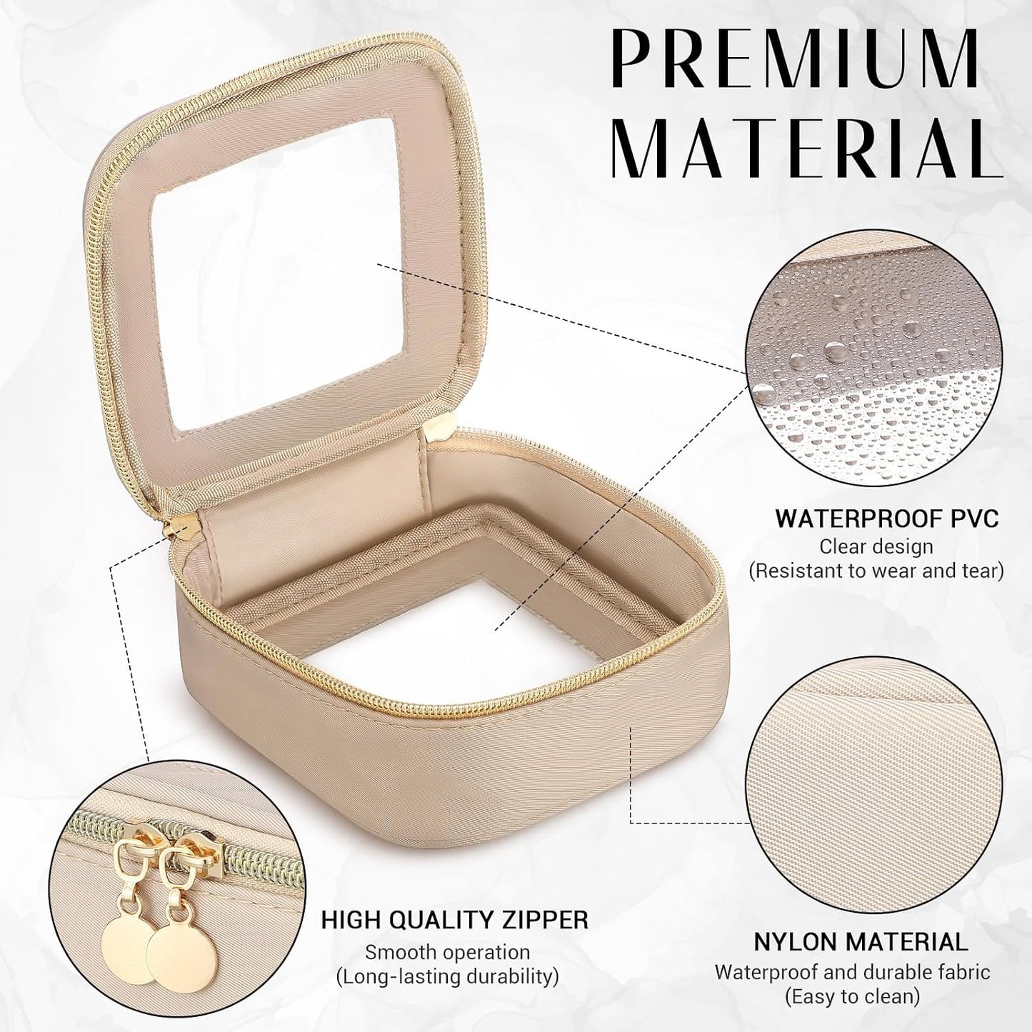 3 bolsas transparentes con cremallera para maquillaje viaje