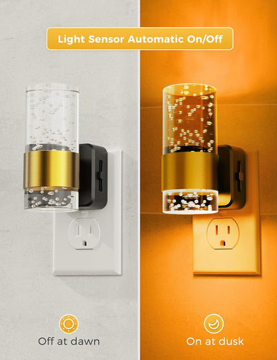 2 Luces Nocturnas Ámbar con Sensor Luz para Baño y Pasillo