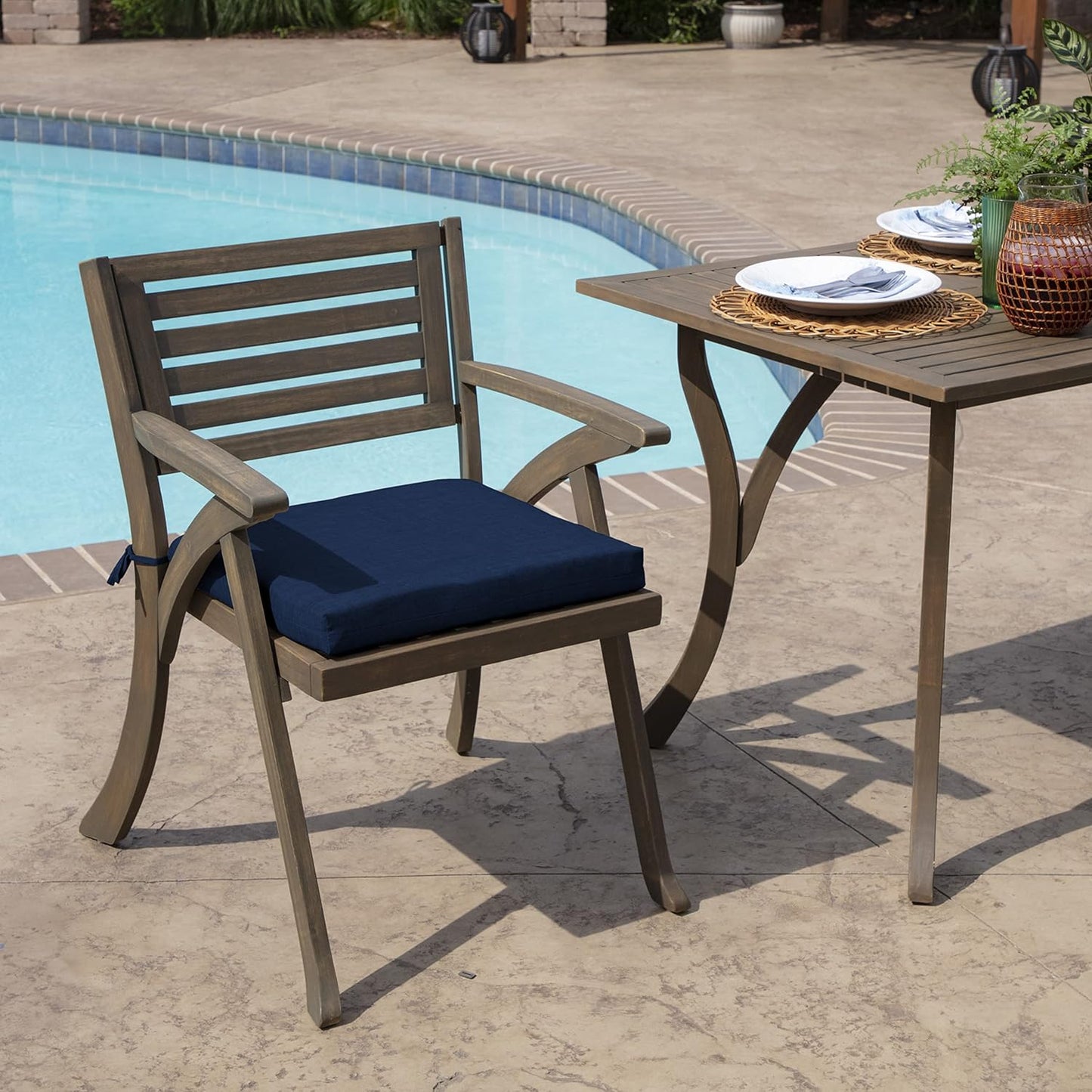 Cojín asiento mecedora 19x18pulg repelente agua color azul