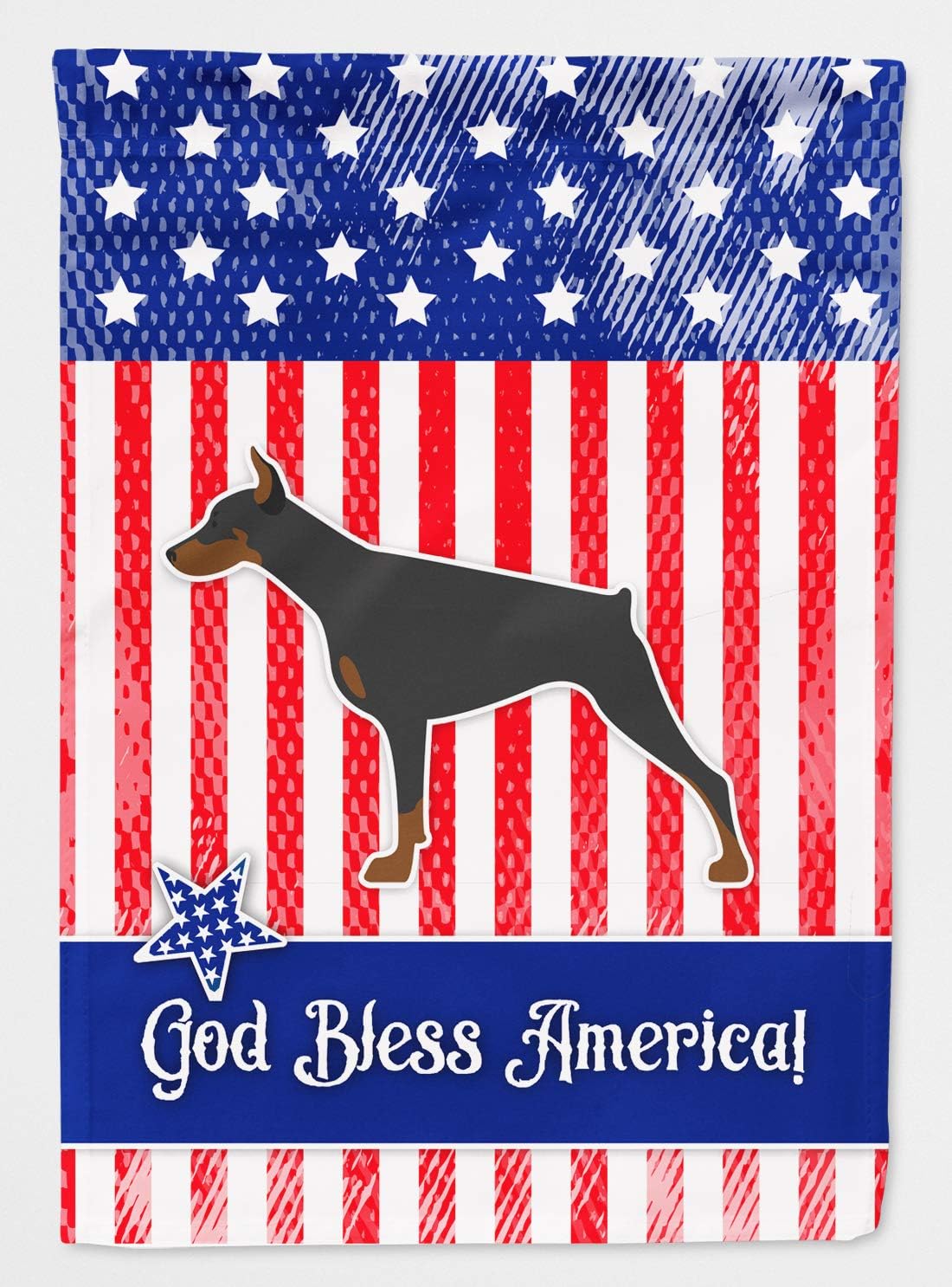 Bandera patriótica Doberman Pinscher para pórtico manga grande