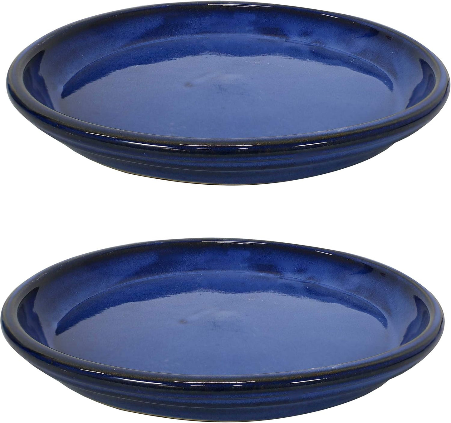 2 Pzas Platillos Cerámica 12pulg para Plantas Drenaje Azul