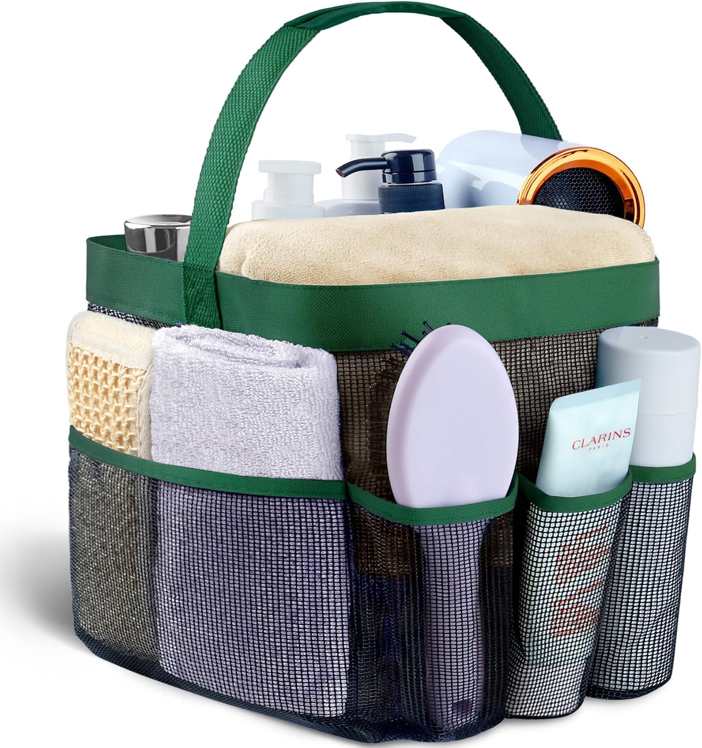 Organiz. ducha malla 8 bolsillos colgante baño