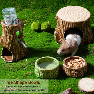 Tazón comida hámster cerámica forma árbol 2 pack