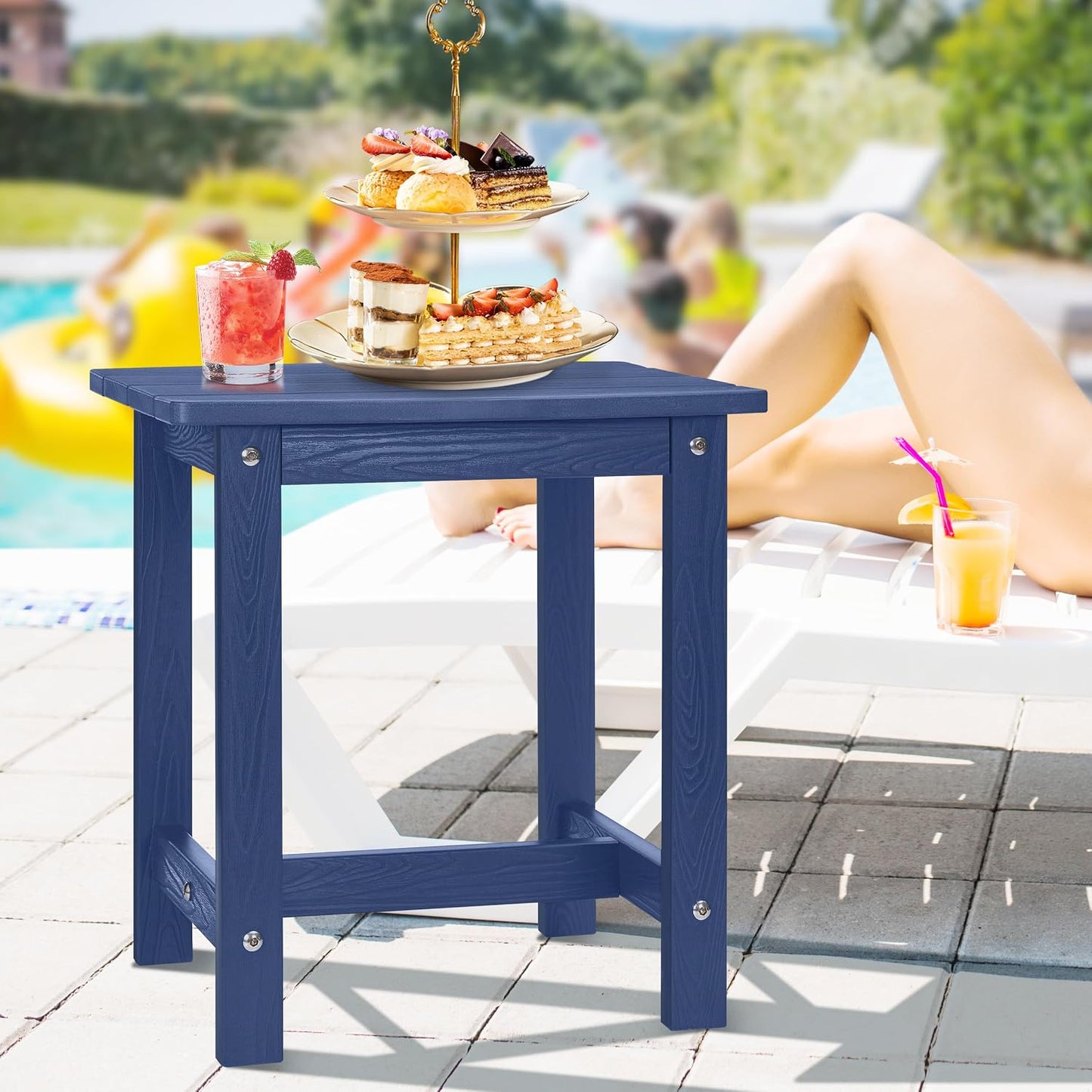 Mesa auxiliar Adirondack impermeable para patio piscina