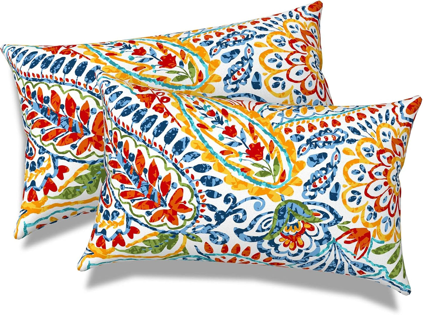 2 Fundas almohada lumbar 12x20" estampado cachemira
