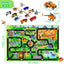 Alfombra juego dinosaurios con 12 vehículos metal 59x39.4