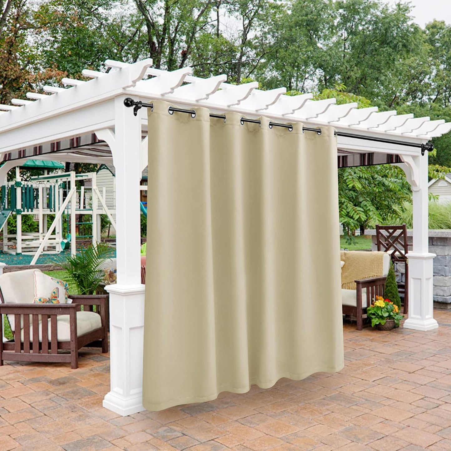 Cortinas impermeables exteriores 100pulg opacas con ojales