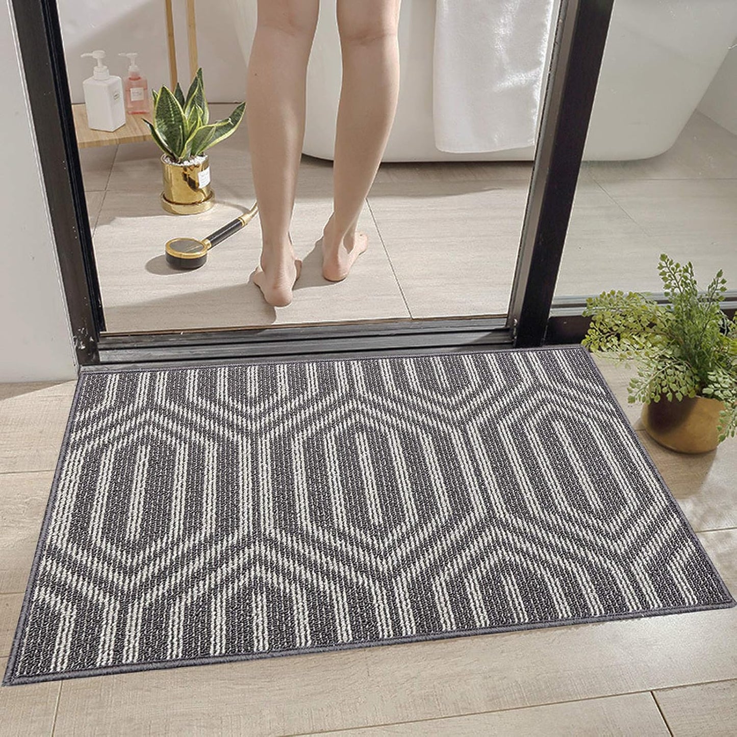 Alfombra puerta gris interior 20x31.5" bienvenida lavable