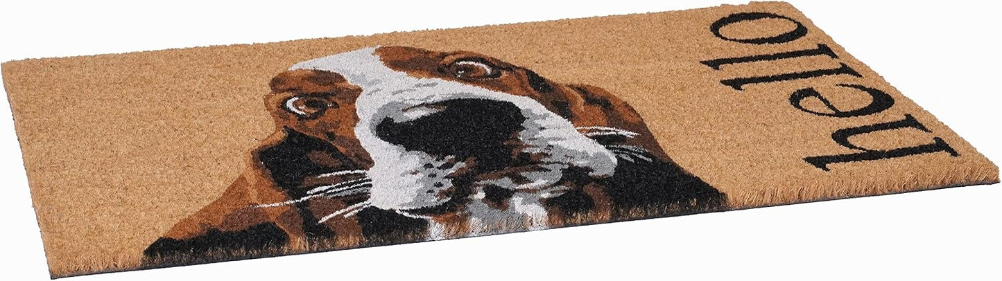 Felpudo Basset Hound marrón/blanco 24x36pulg