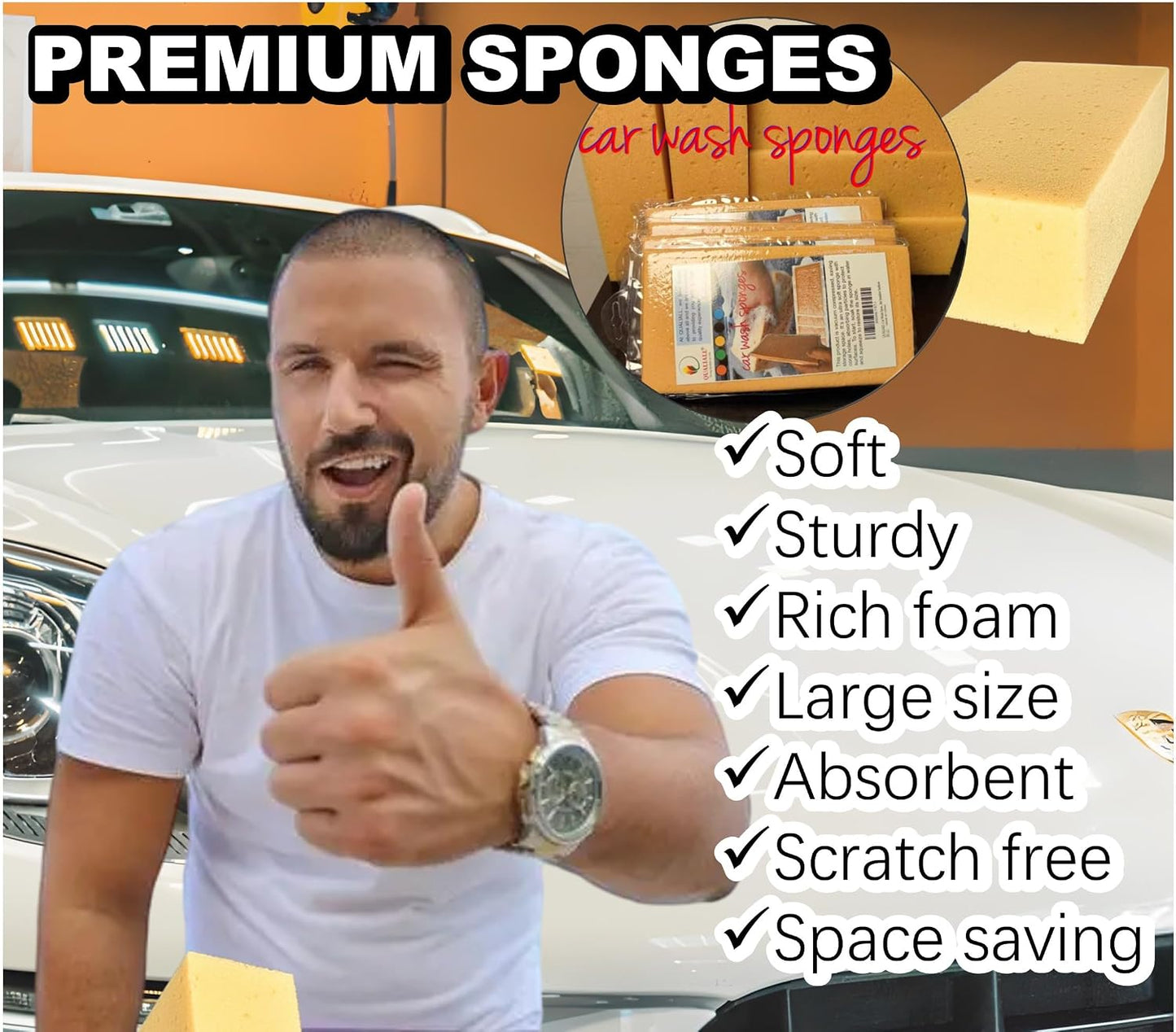 Esponjas lavado auto pack 5 coral suave sin arañazos