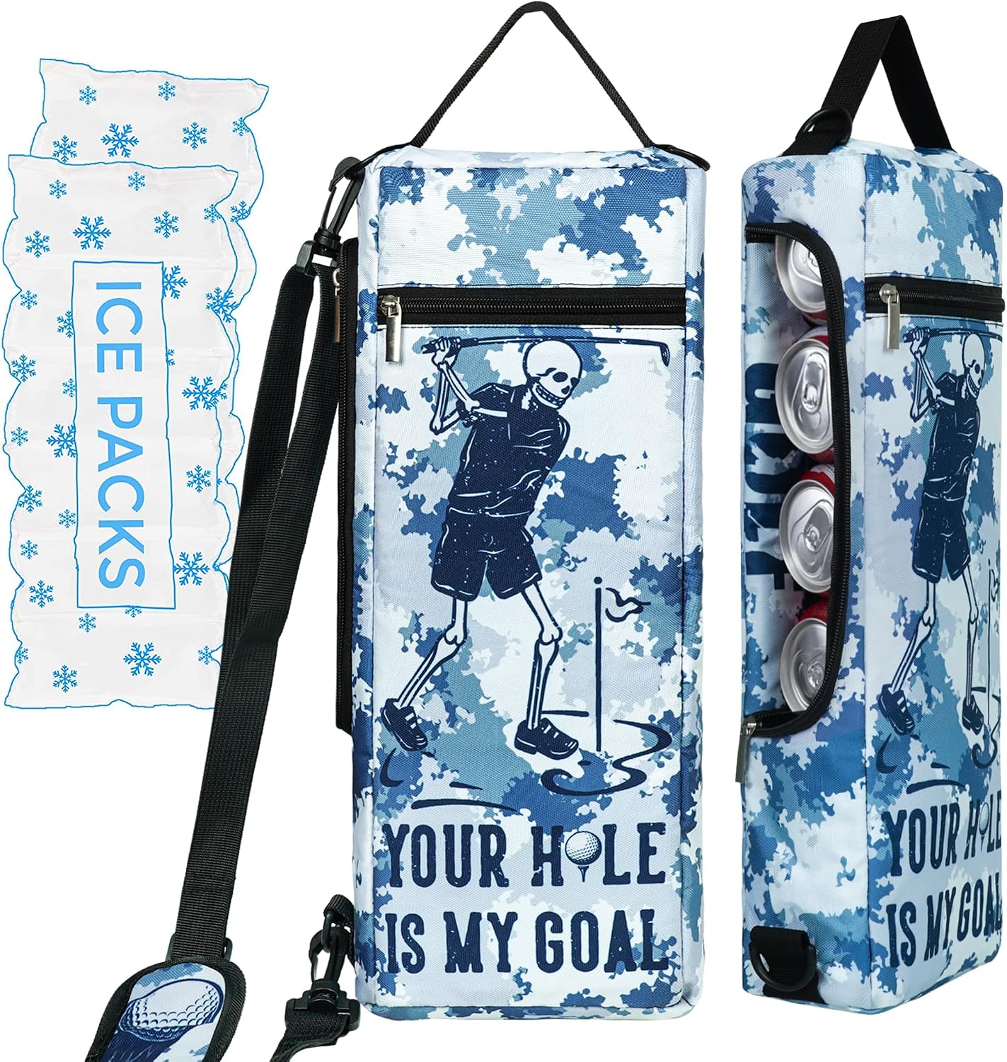 Bolsa enfriadora golf con hielo 6 latas 2 botellas gris