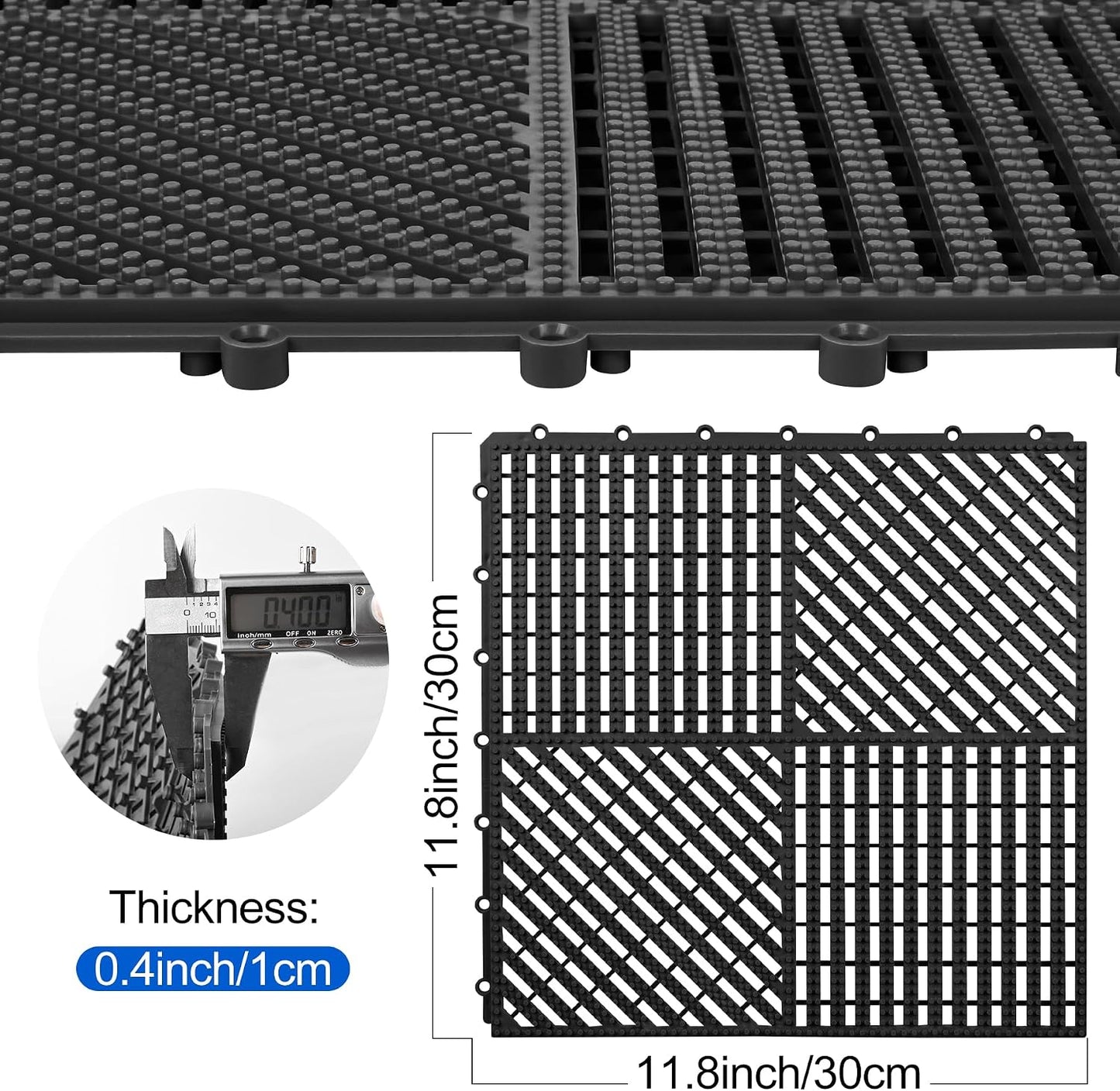 Cojín modular goma con agujeros drenaje terraza