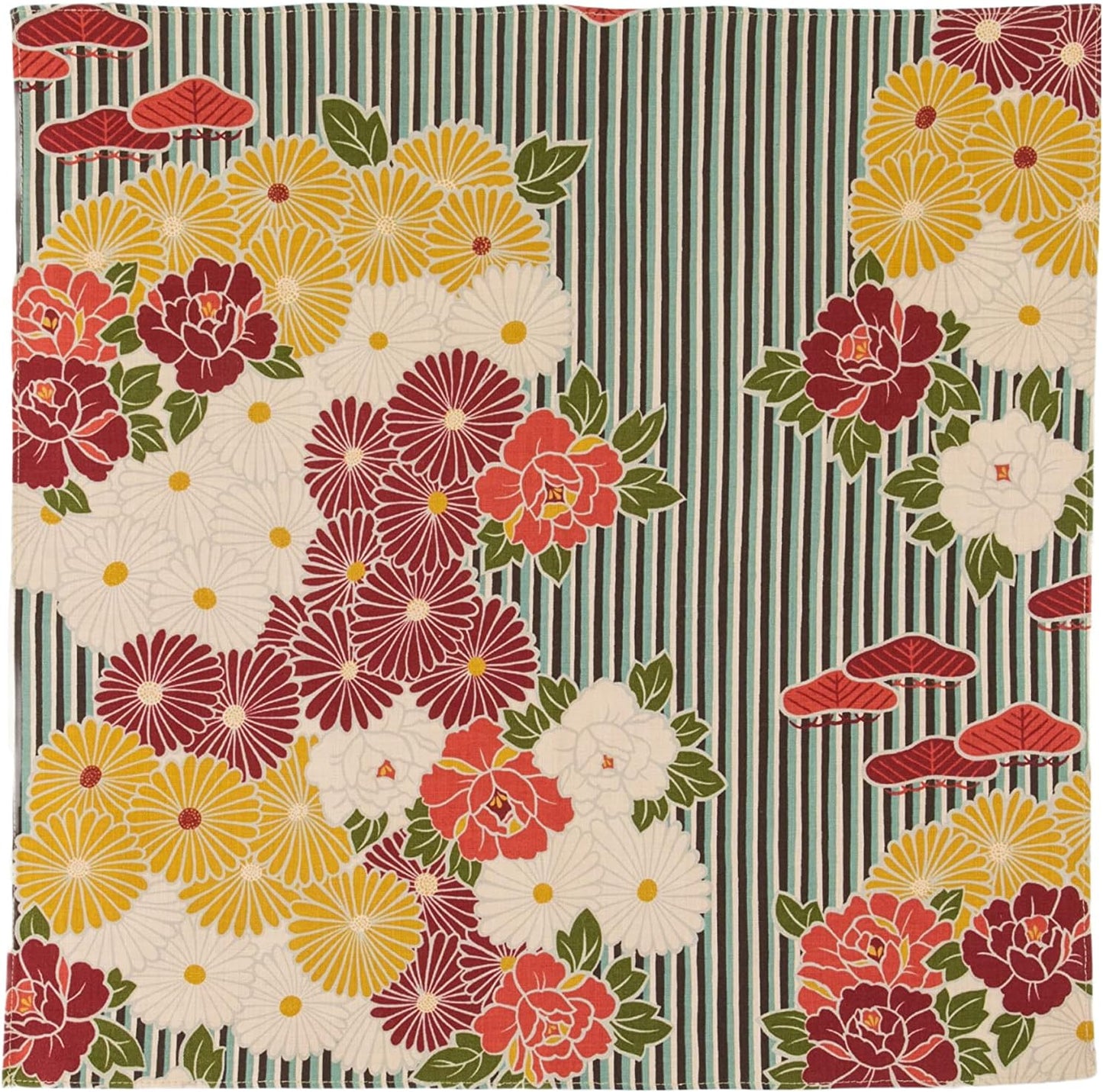 Paño envoltura furoshiki 19.7pulg flor retro azul 100%