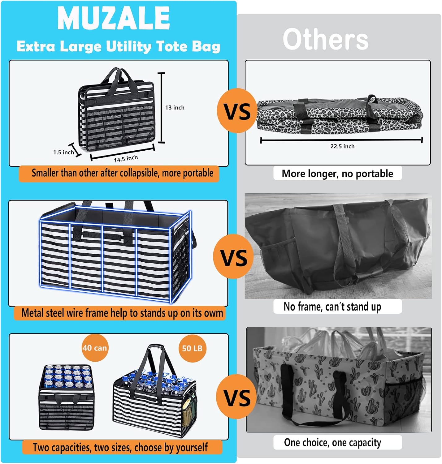 Bolsa mano extra grande alambre reutiliz. plegable