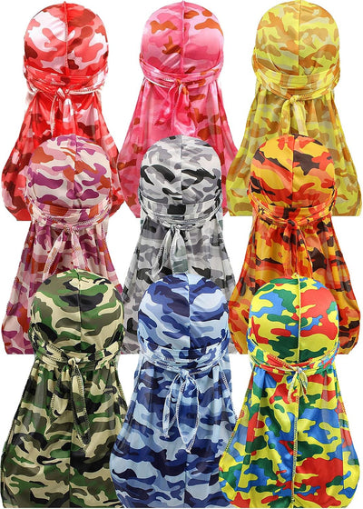 4 correas anchas Durag camuflaje sedoso 360 ondas hombre