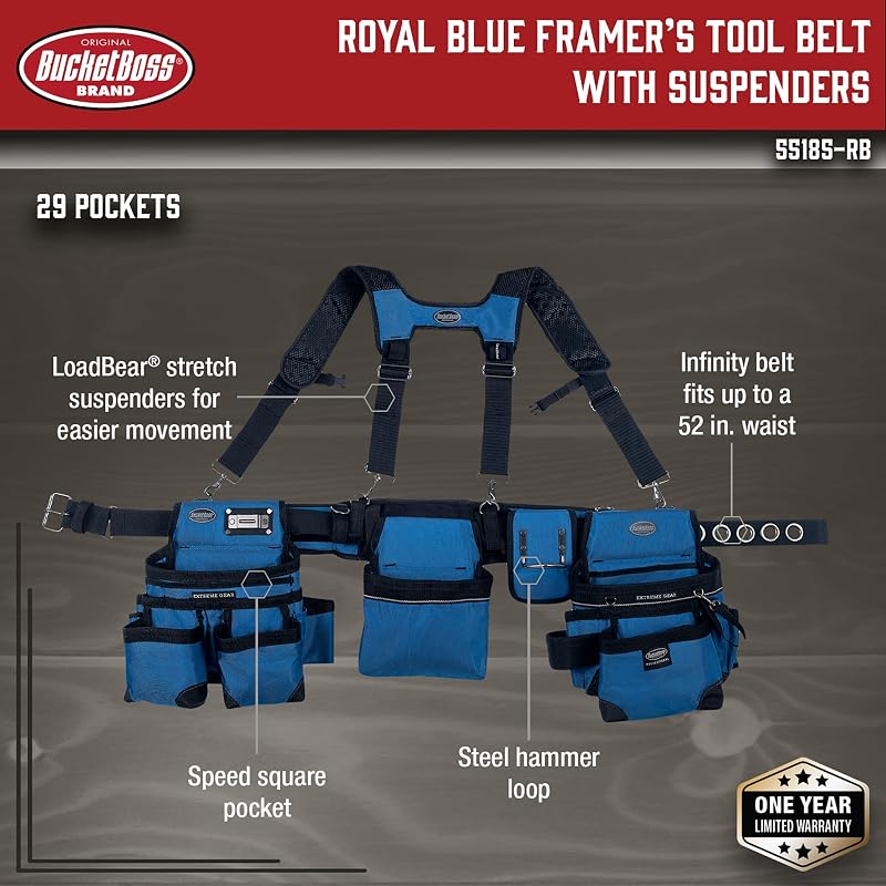 Set 3 Bolsas Herramientas Tirantes Azul Real