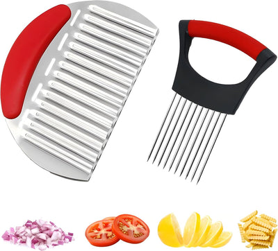 Soporte de cebolla de acero inoxidable para rebanar uniforme