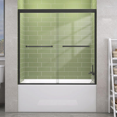 Puerta corredera ducha 50-54pulg x58pulg vidrio templado negro mate