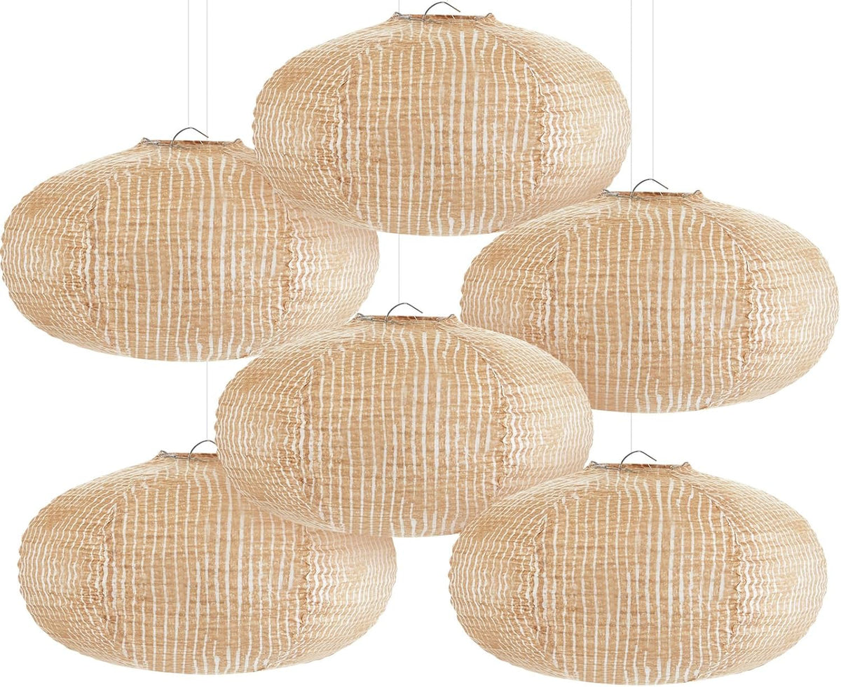 6 Faroles Papel Arpillera 8pulg Decoración Aula Hogar