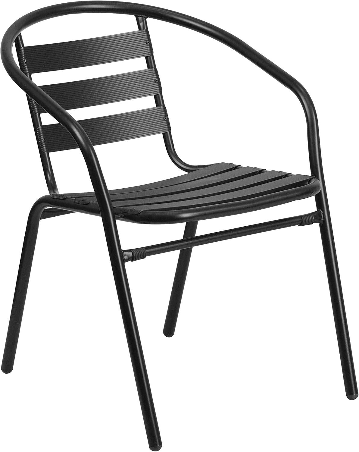 Silla apilable metal negro listones aluminio