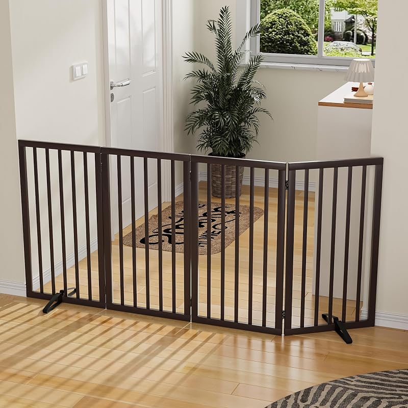 Puerta perros para marcos 32" plegable 4 paneles marrón