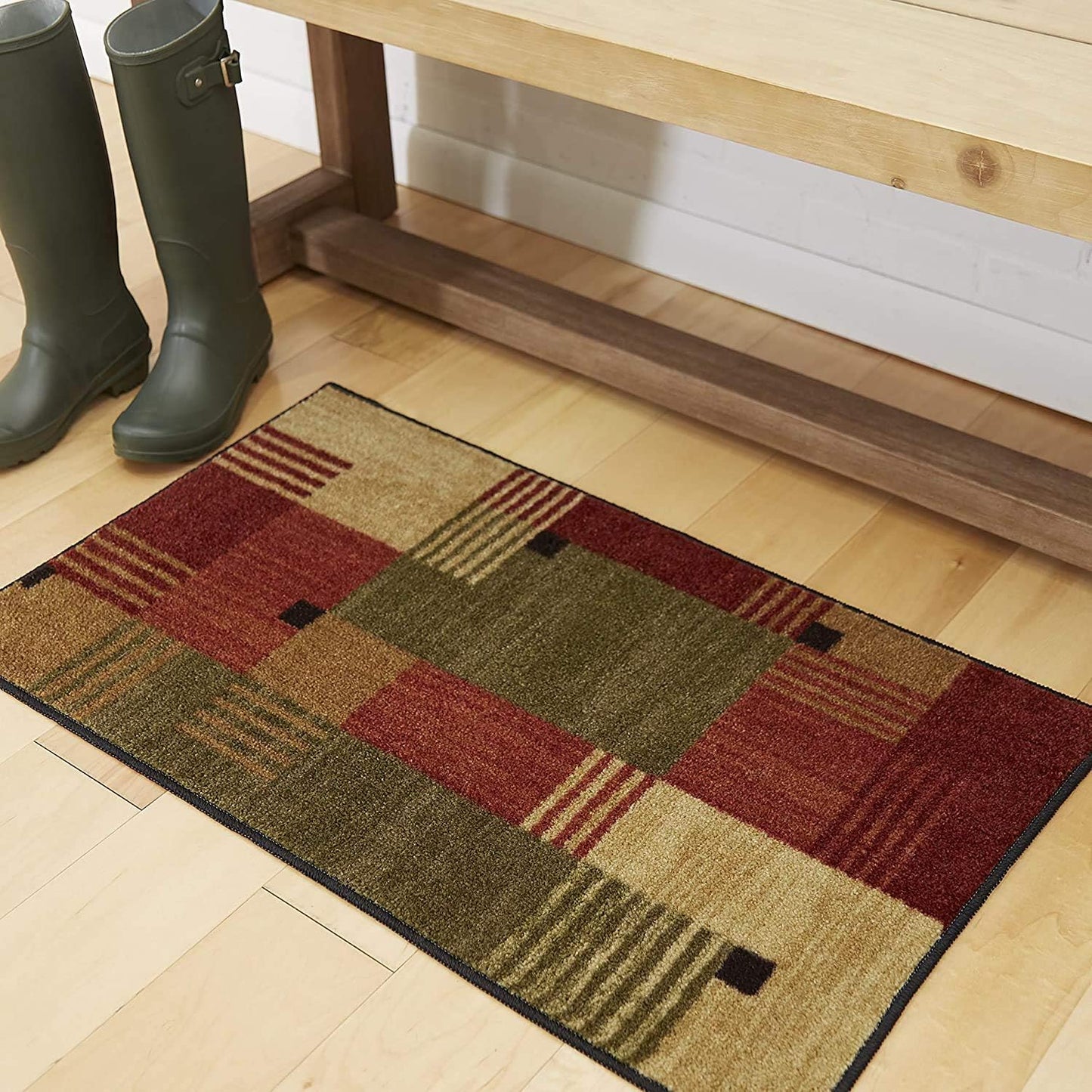 Alfombra geométrica moderna 1'8"x2'10" color rojo sala comedor