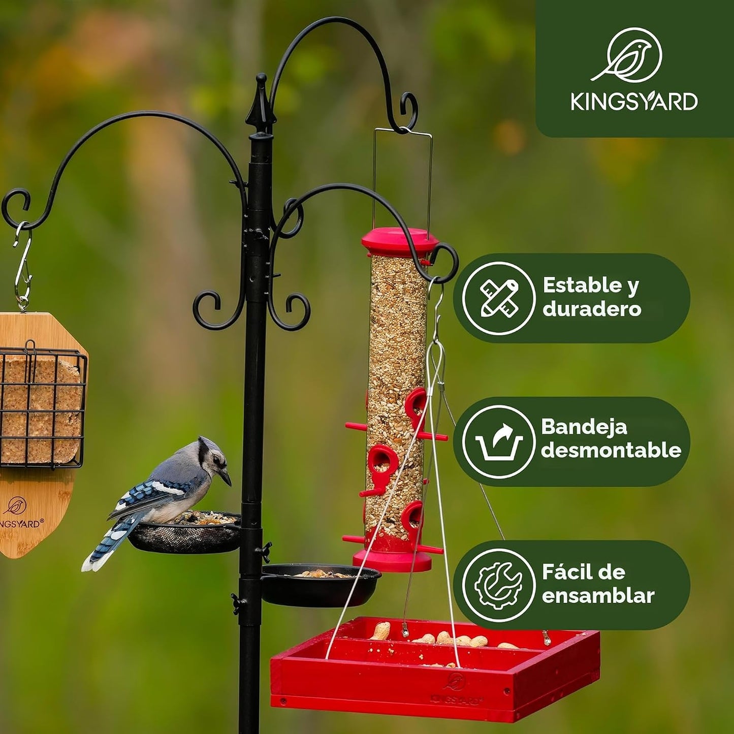 Kit poste comedero 85pulg base 5 puntas soporte exterior
