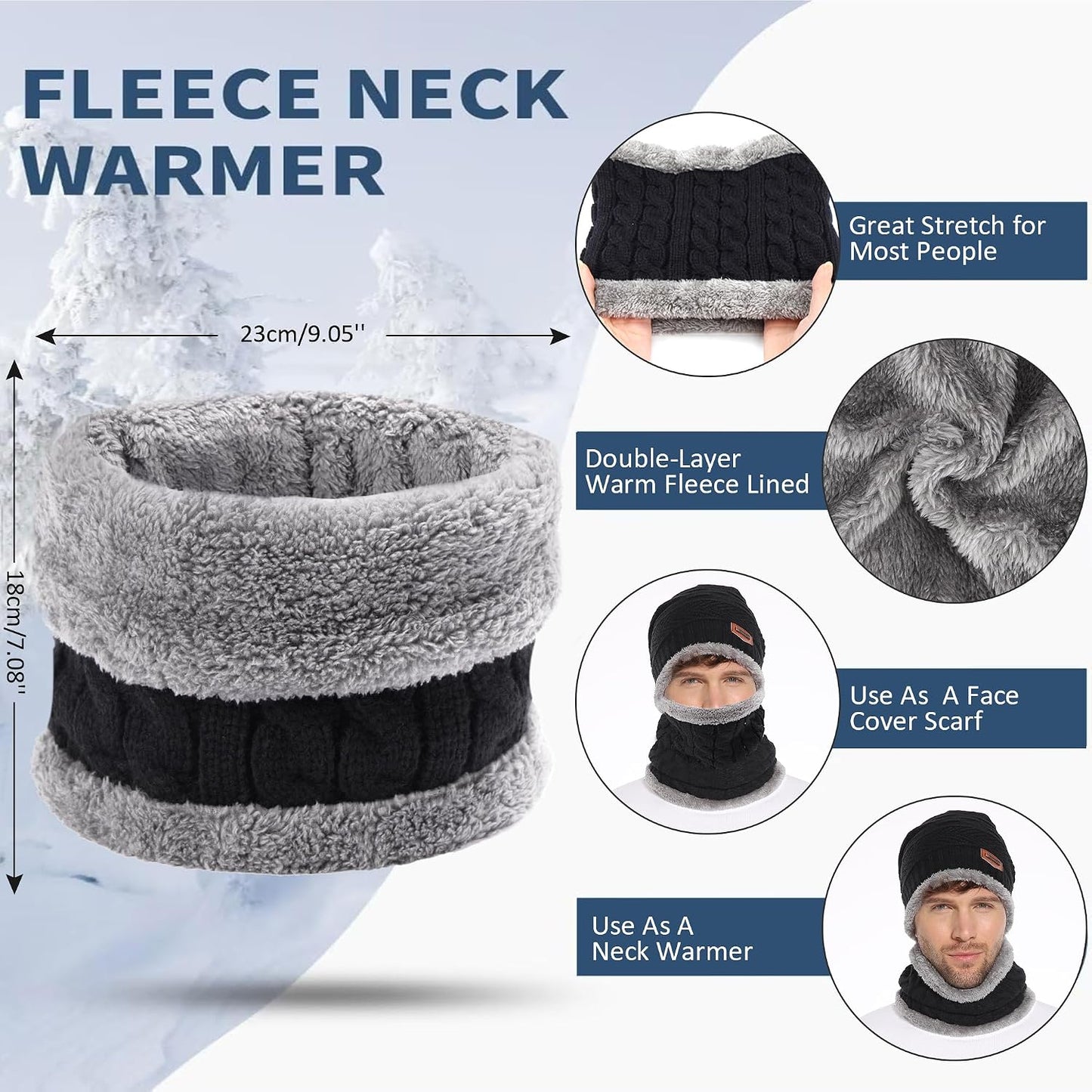 Gorro invierno para hombre y mujer con bufanda punto cálido
