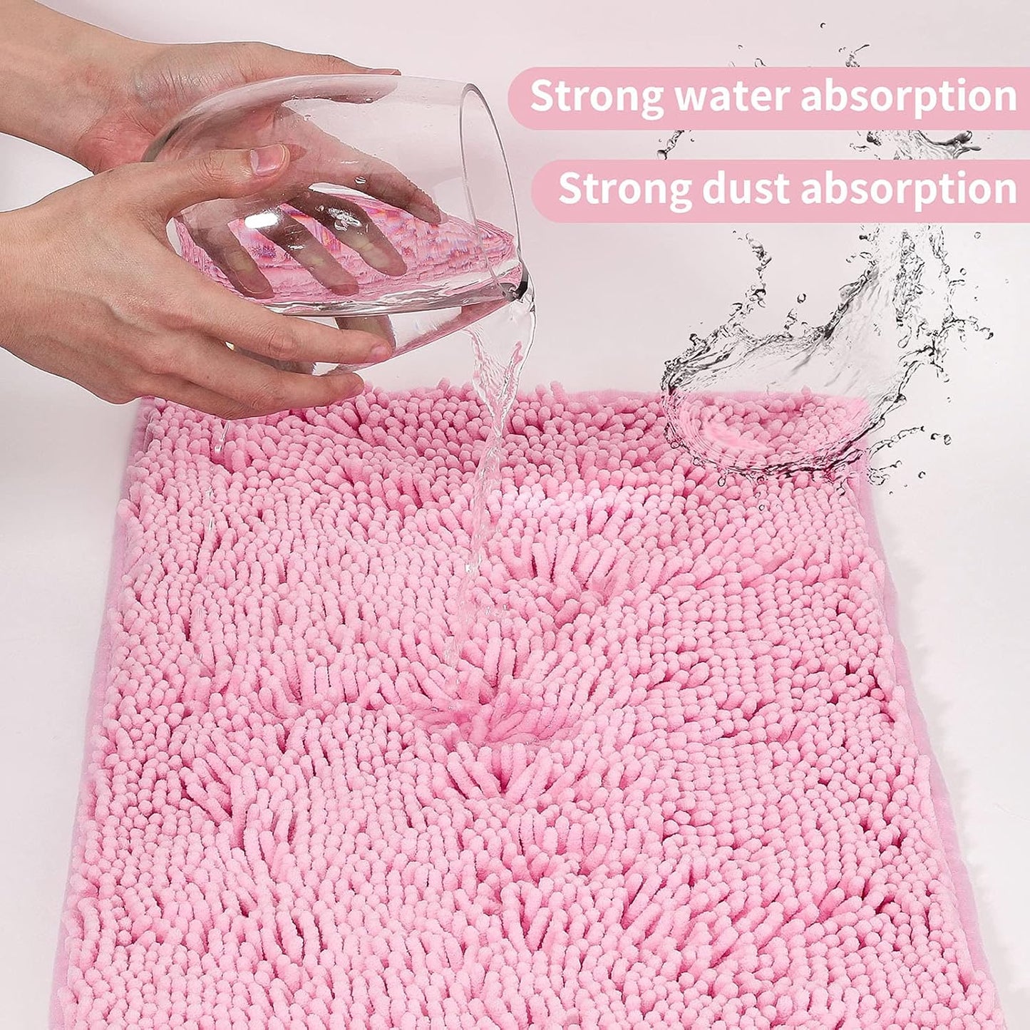 Tapete baño felpilla lujo absorbente color rosa 20x24"