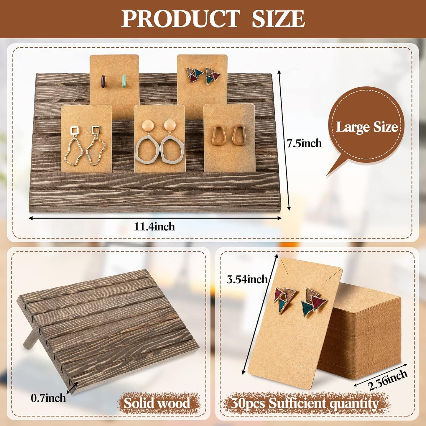 Soporte aretes madera 7 ranuras para vendedores