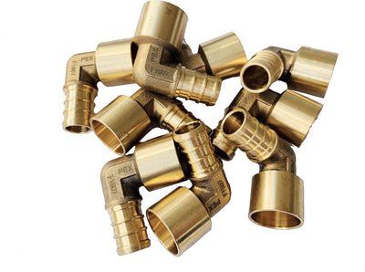 10 Accesorios Crimpado PEX 1/2x1/2 Adaptador Cobre Codo 90 Grados