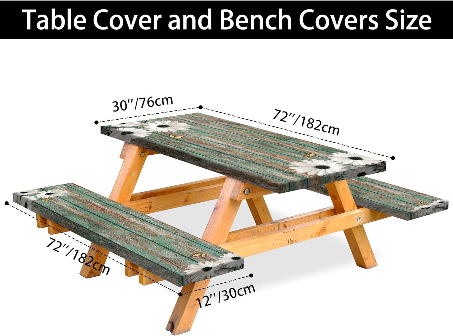 Mantel picnic flores grano madera impermeable ajustable