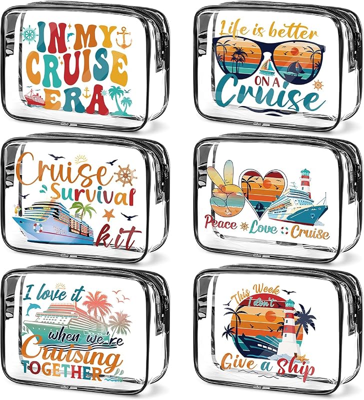 6 Bolsas Maquillaje Transparente para Regalo Crucero
