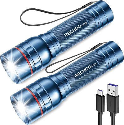 2 Linternas LED Recargables Súper Brillantes con Zoom