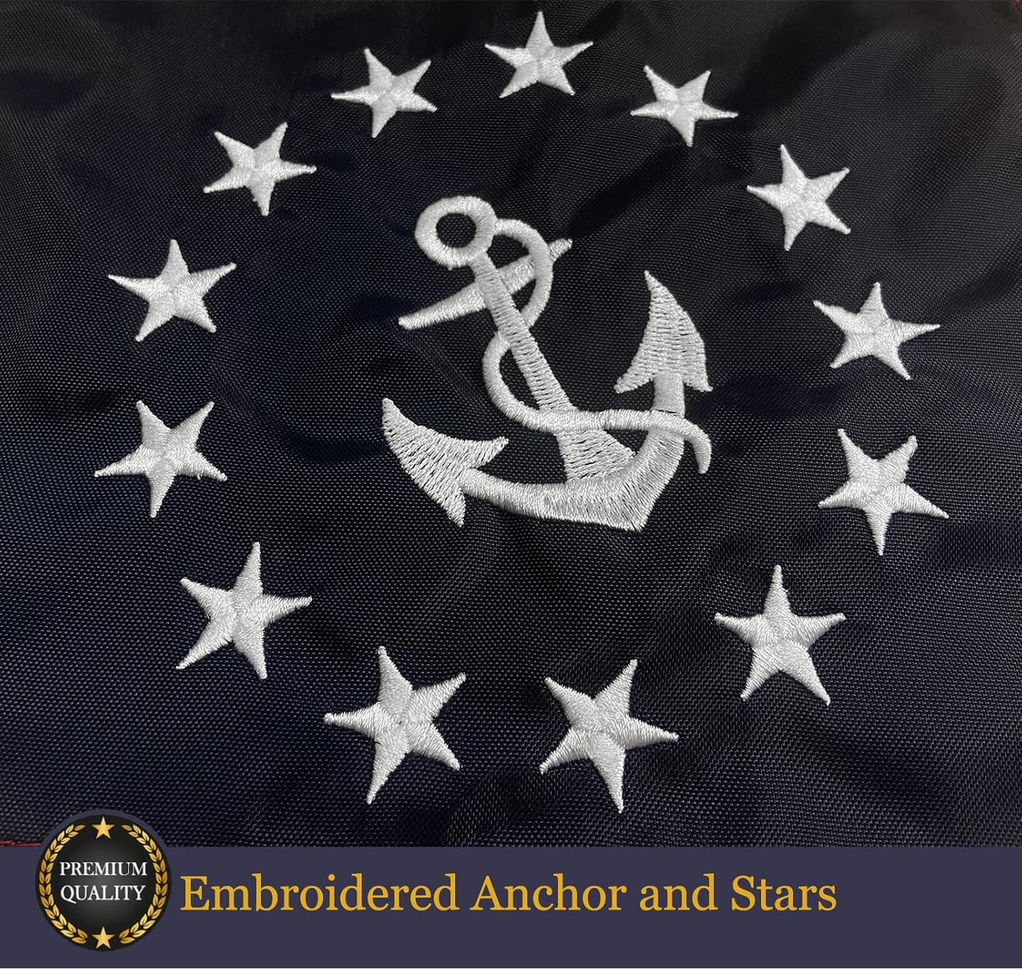 Bandera yate EE.UU. 12x18pulg bordada ancla estrellas