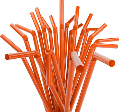 Pajitas plástico flexibles 7.75x0.23pulg naranja