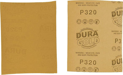 Hojas lija dorado grano 320 4.5x5.5pulg caja 400