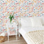 Papel tapiz floral bohemio 17.7x354" para dormitorio y baño