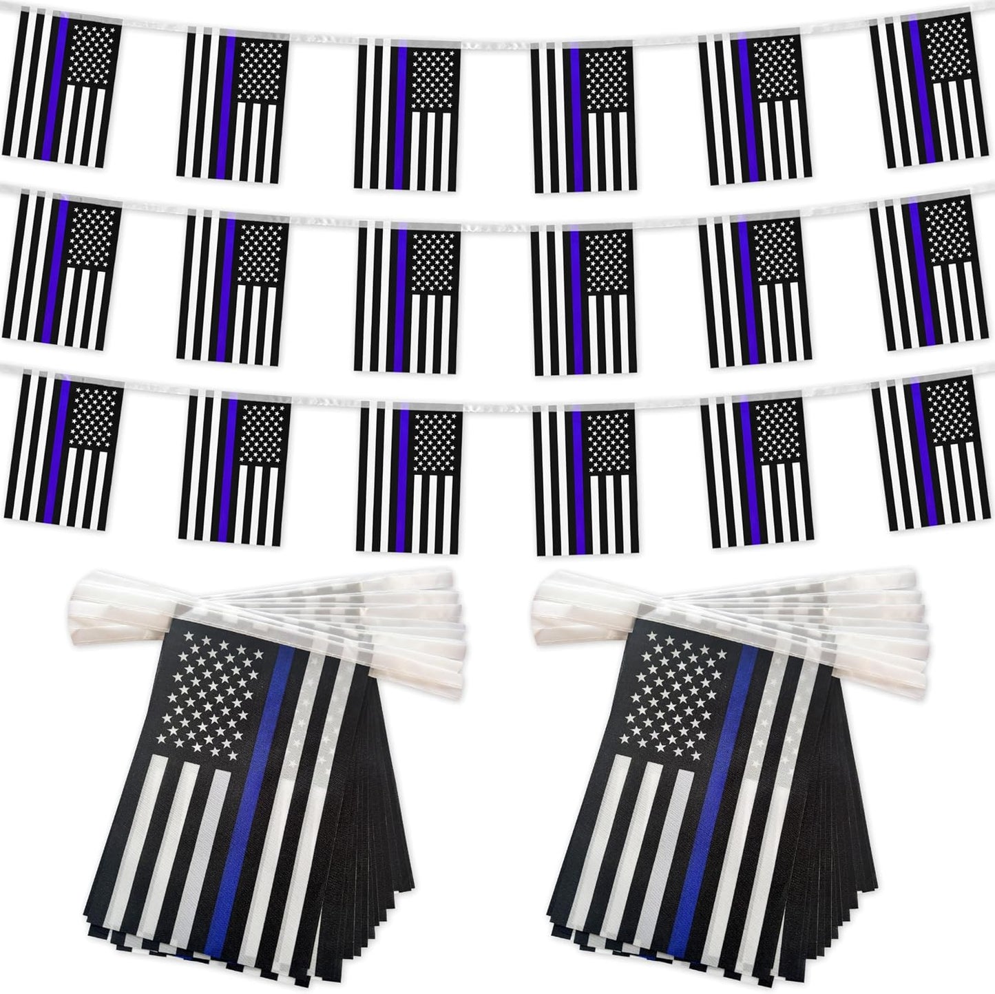 2 Banderas Policía Cadena Blue Lives Matter 60ft