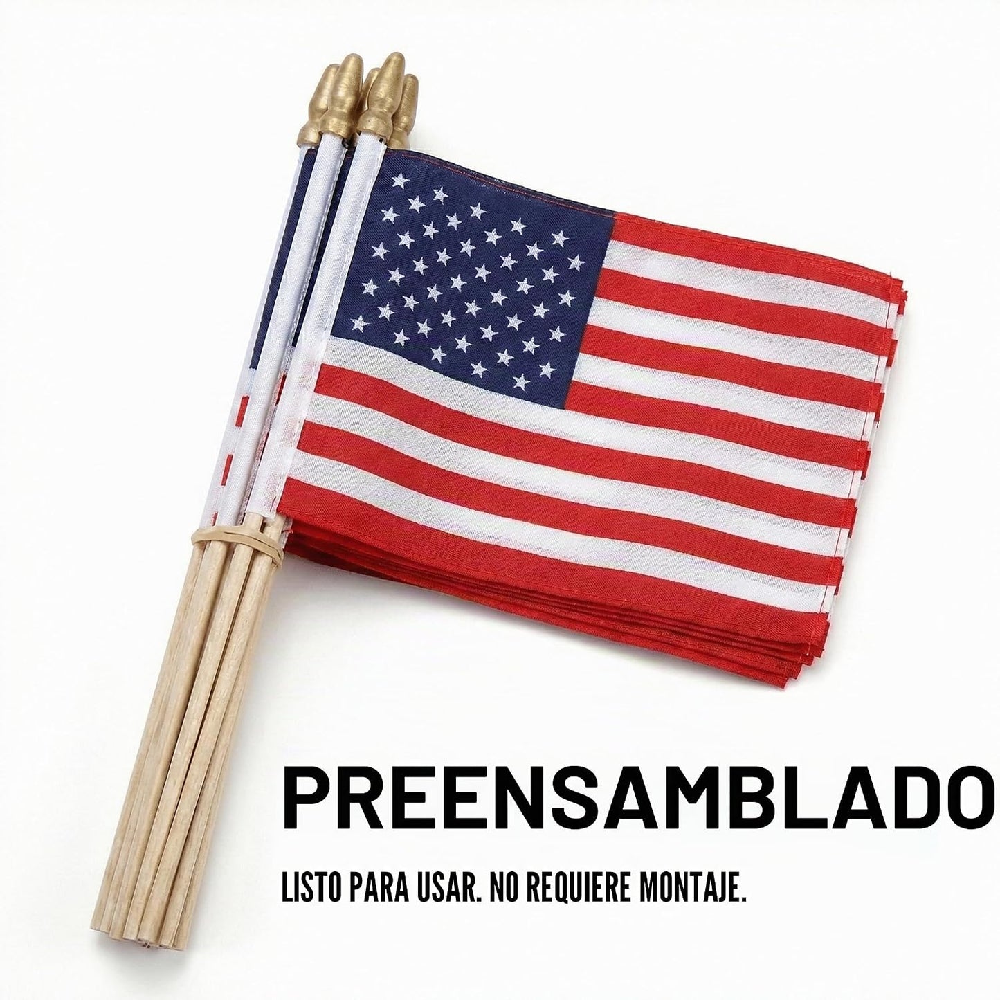 100 Banderas USA 4x6" en palo para día trabajo