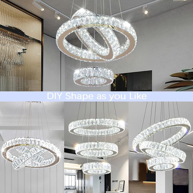Lámpara colgante de cristal ajustable dorado sala comedor